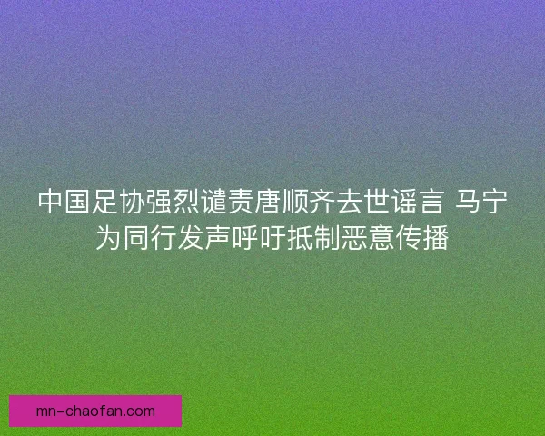 中国足协强烈谴责唐顺齐去世谣言 马宁为同行发声呼吁抵制恶意传播 中国足协强烈谴责唐顺齐去世谣言 马宁为同行发声呼吁抵制恶意传播