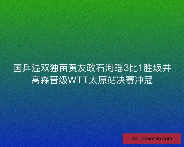国乒混双独苗黄友政石洵瑶3比1胜坂井高森晋级WTT太原站决赛冲冠 国乒混双独苗黄友政石洵瑶3比1胜坂井高森晋级WTT太原站决赛冲冠