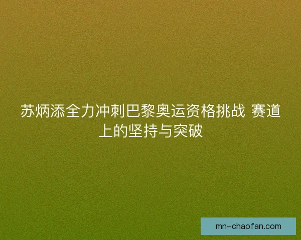 苏炳添全力冲刺巴黎奥运资格挑战 赛道上的坚持与突破
