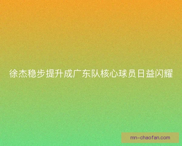 徐杰稳步提升成广东队核心球员日益闪耀