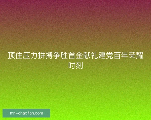 顶住压力拼搏争胜首金献礼建党百年荣耀时刻 顶住压力拼搏争胜首金献礼建党百年荣耀时刻